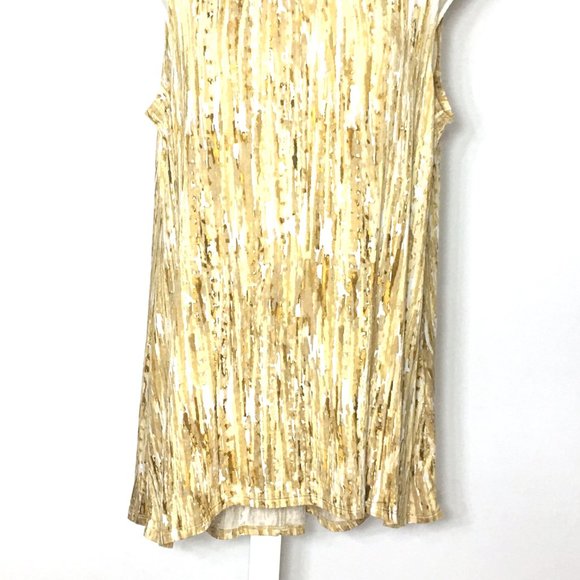 Lori Goldstein LOGO Layers Abstract  Printed Knit Tank Top M Blouse Shirt Yellow - Picture 6 of 9